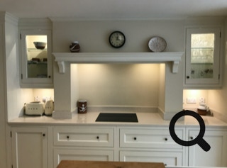 inframe kitchen with feature mantle